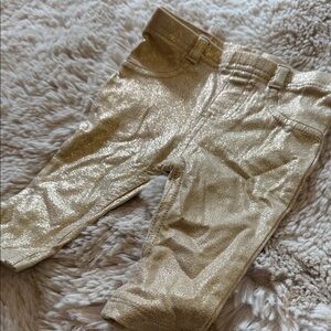 Champagne Gold Glitter Kids Pants Jeggings 0-3mo Baby Girls